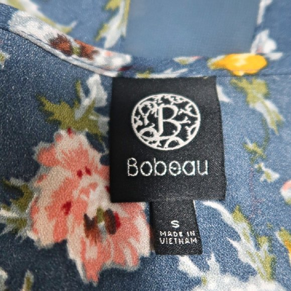 Bobeau Floral Peplum Cold Shoulder Blouse Small - Picture 7 of 8
